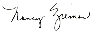 Nancy Zieman's signature for The Blog