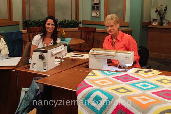 Natalia Bonner and Nancy Zieman on the Set of Sewing With Nancy