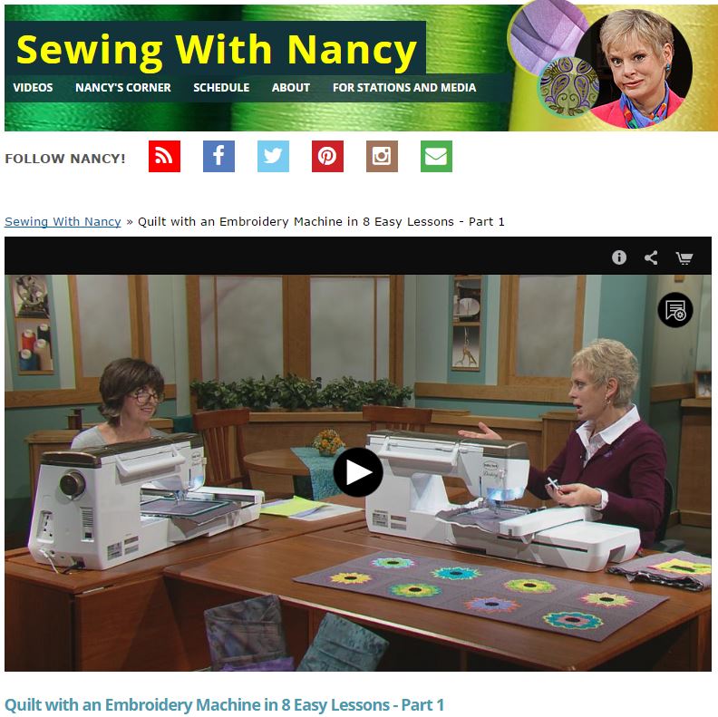 Embroidery 8Lessons Nancy Zieman