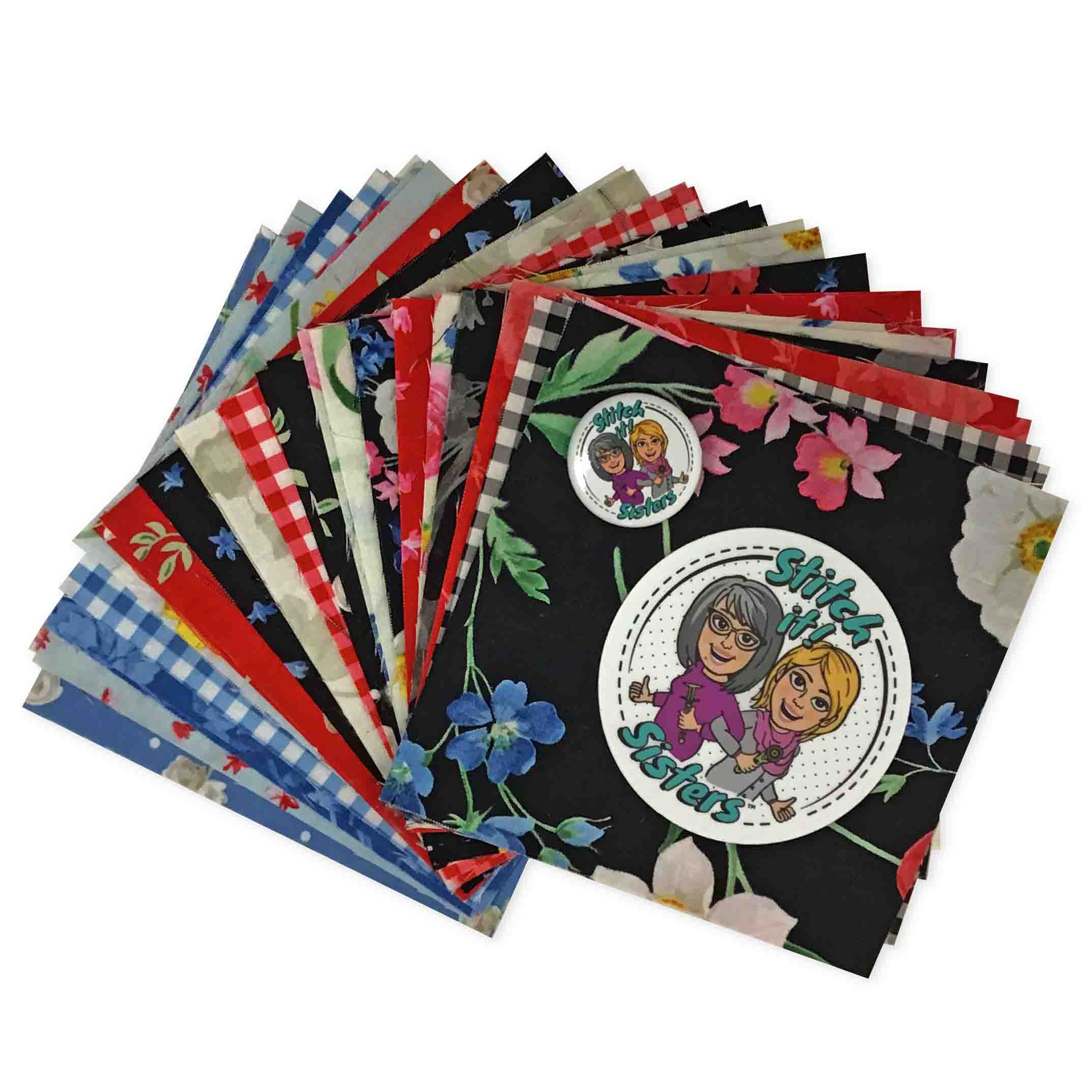 Afternoon Picnic 5-inch Fabric Short Stack with Stitch it! Sisters Button & Sticker Giveaway