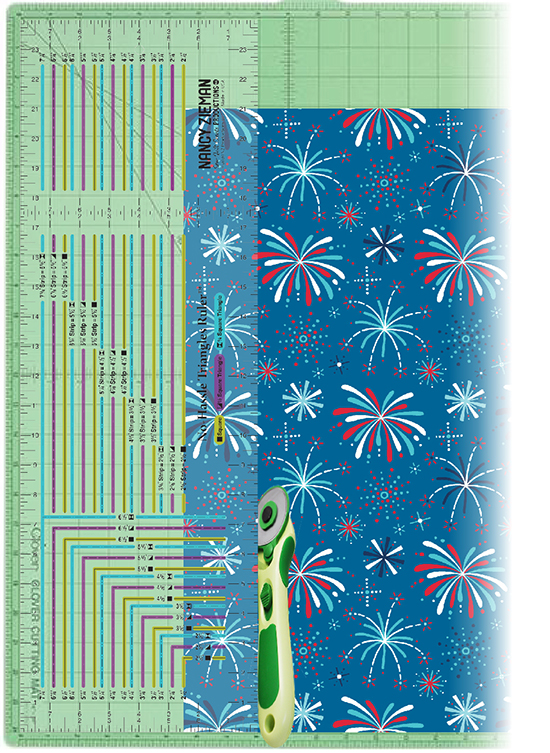Cut Easy 2-1/2" Fabric Strips with the Nancy Zieman No-hassle Triangles Ruler available at ShopNZP.com