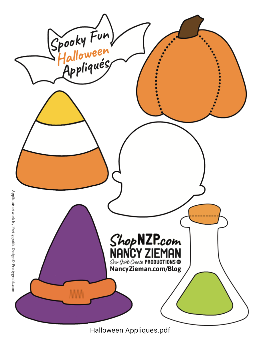 Halloween Spooky Fun Applique Pattern Printable at The Nancy Zieman Productions Blog