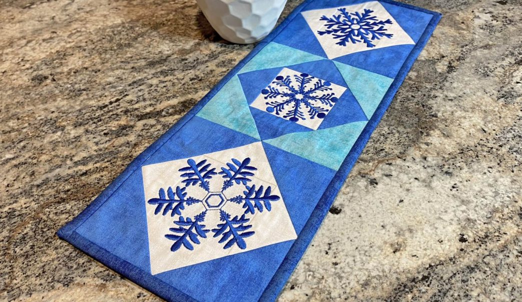 Quick Quilting in the Hoop Winter Snowflakes Embroidery Collection Mini Wall Quilt scaled
