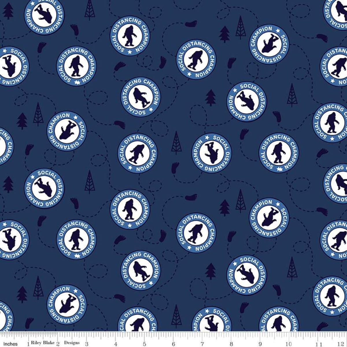 Face Mask Sasquatch Navy Fabric by the Yard available at Nancy Zieman Productions ShopNZP.com