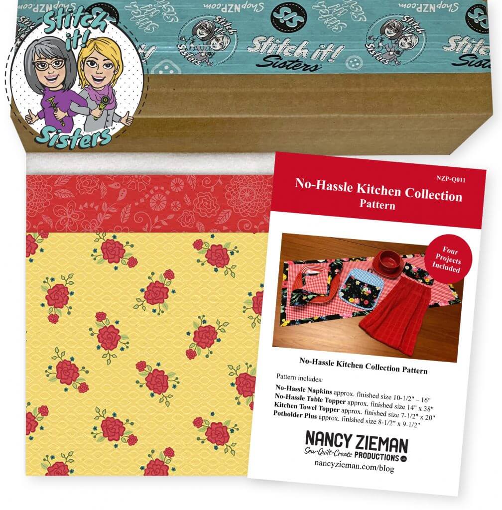 Exclusive Red & Yellow Wildflower Boutique No-Hassle Napkin and Table Topper Sewing Project Bundle Box available at Nancy Zieman Productions at ShopNZP.com