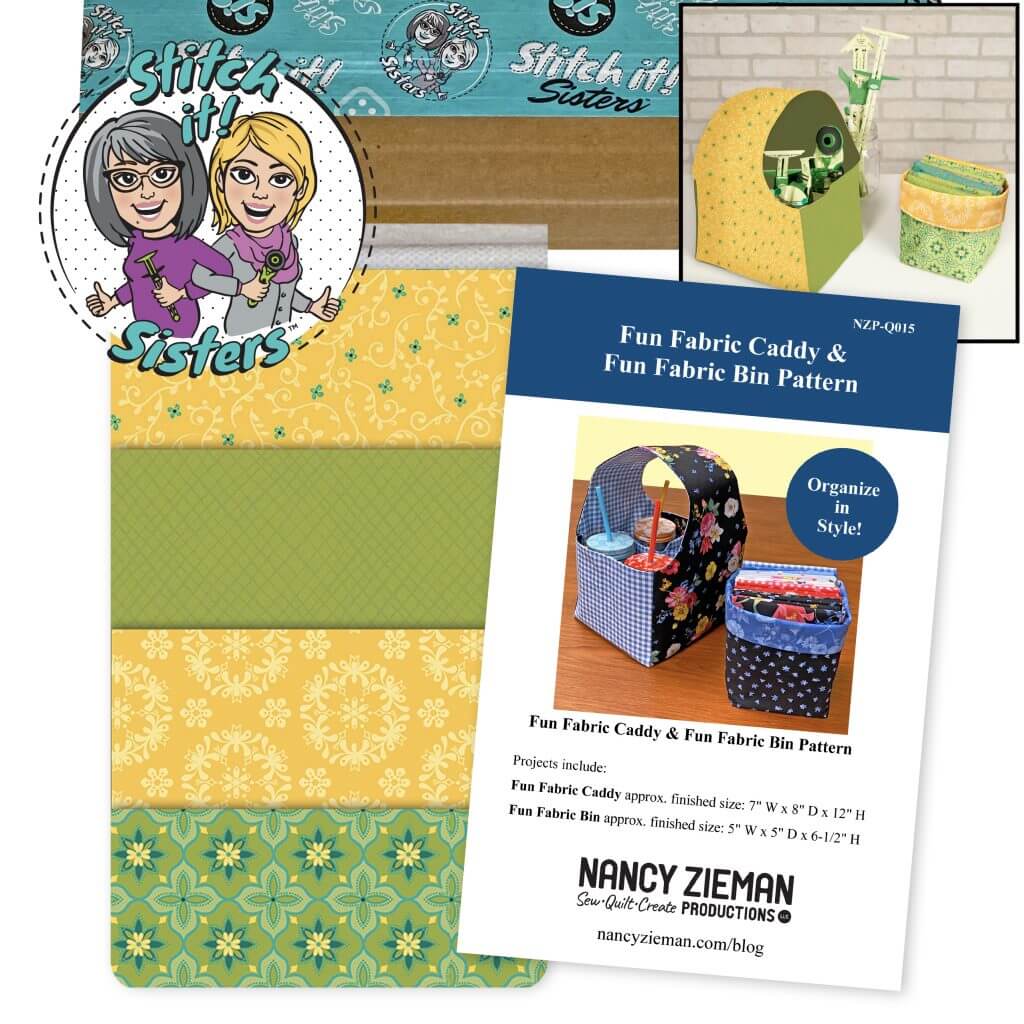 Green & Teal Wildflower Boutique Fun Fabric Caddy & Fun Fabric Bin Bundle Box available at Nancy Zieman Productions at ShopNZP.com