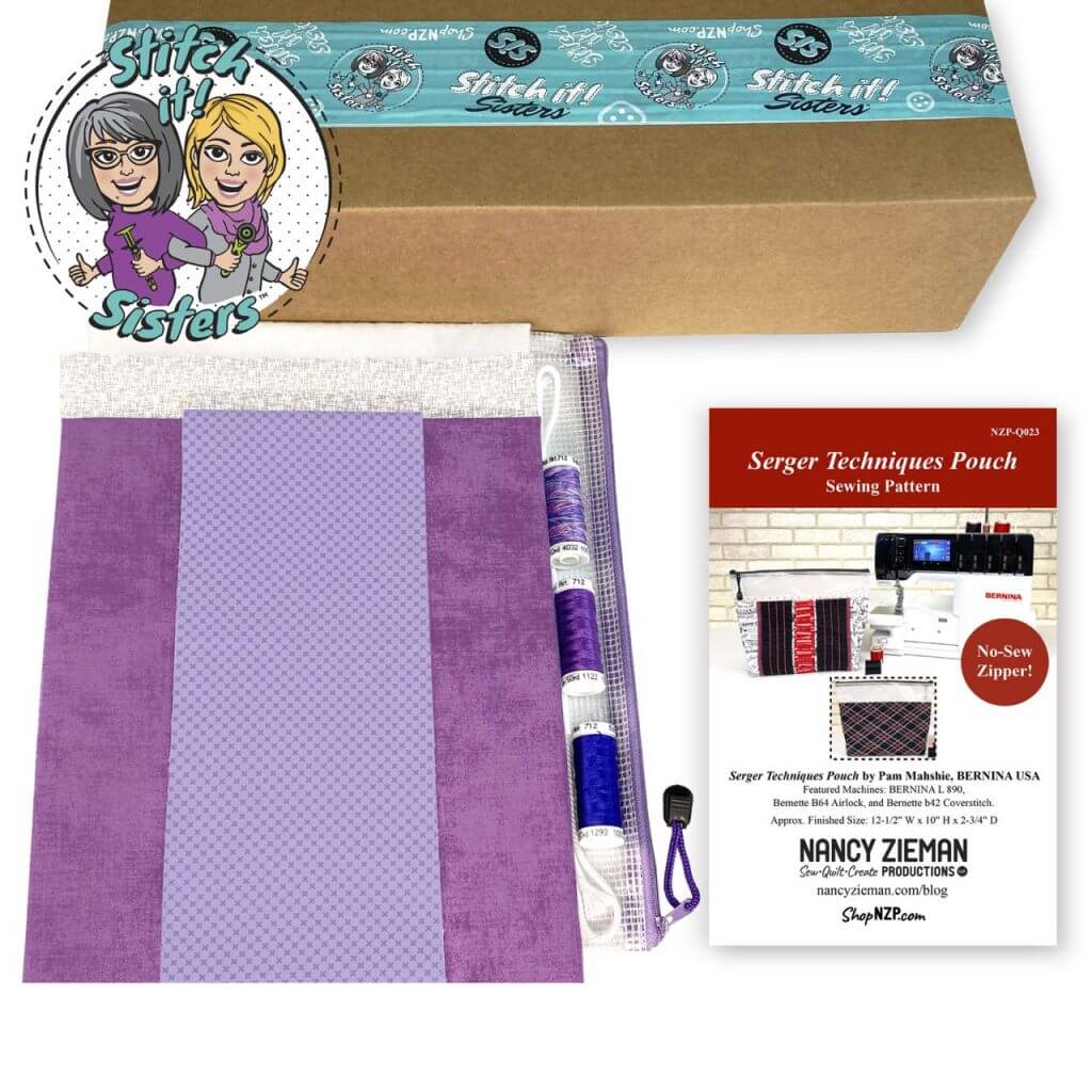 Serger Overlock Techniques Pouch Sewing Tutorial by Pam Mahshie from BERNINA at The Nancy Zieman Productions Blog as Seen on Stitch it! Sisters Sewing Project Bundle Box available at Nancy Zieman Productions at ShopNZP.com