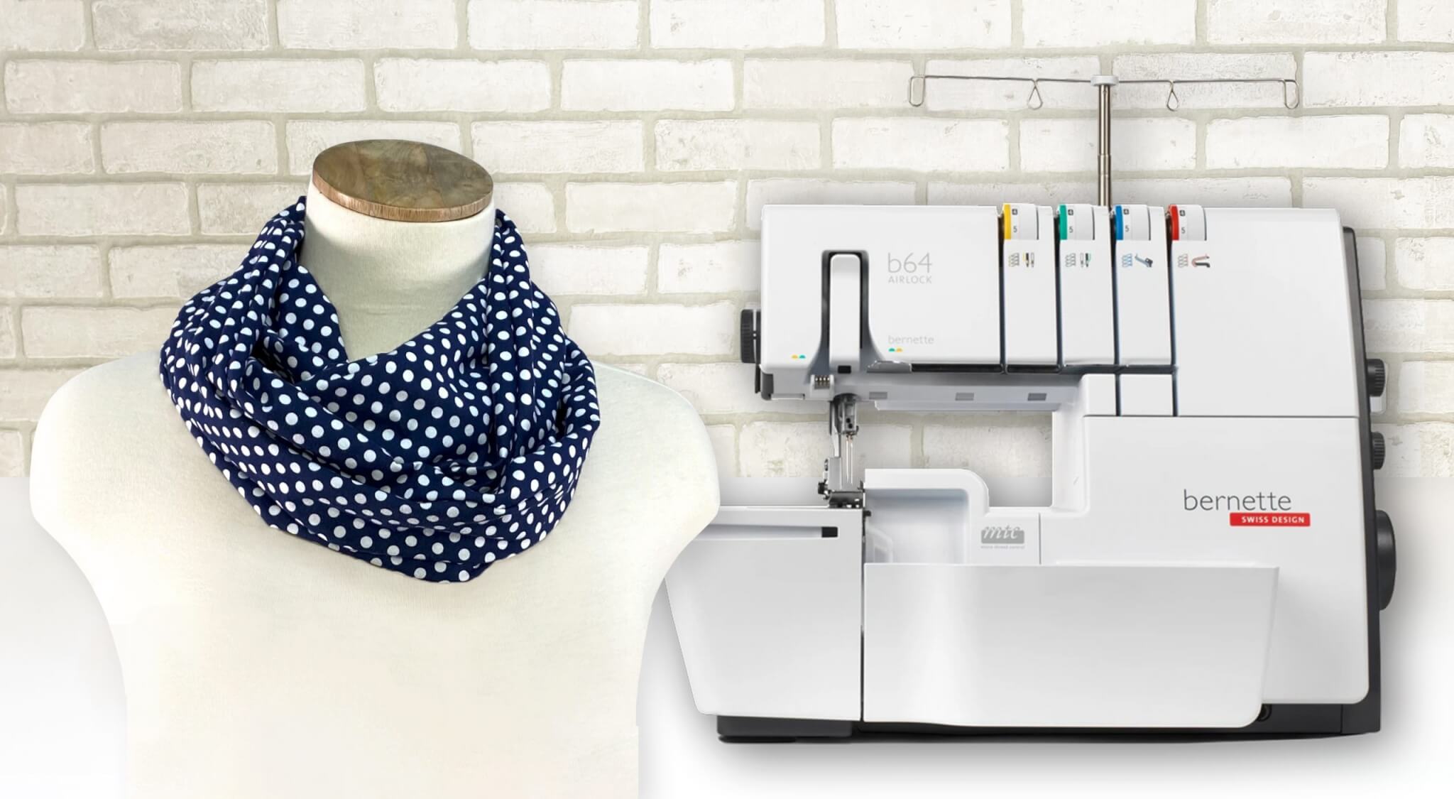 Twist it Loop Scarf Sewing Tutorial by the Stitch it Sisters at The Nancy Zieman Productions Blog Featuring bernette b64 scaled