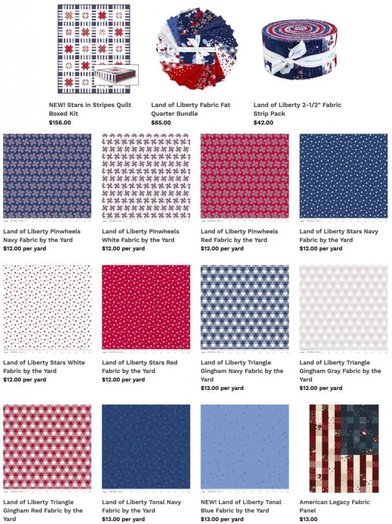 Land of Liberty Fabrics Available at Nancy Zieman Productions ShopNZP.com