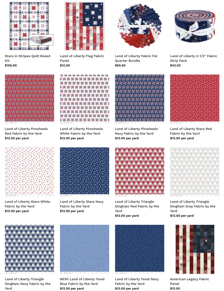 NEW Land of Liberty Fabrics, Fabric Precuts, Fabric Flag Panel, and Quilt Sewing Kit now available at Nancy Zieman Productions at ShopNZP.com