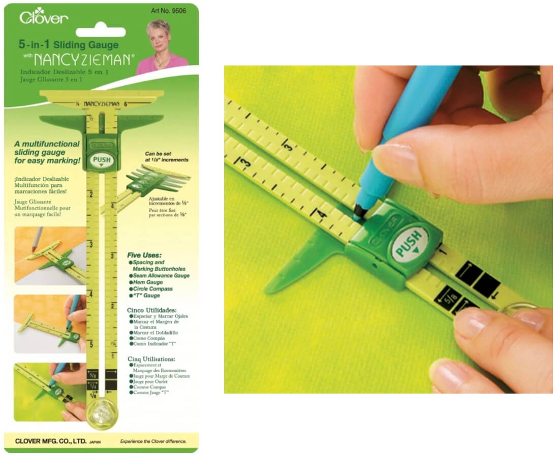 5-in-1 Plastic Tailor Ruler Sliding Gauge