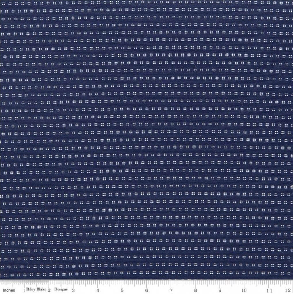 Chambray Stripe Navy Fabric Available at Nancy Zieman Productions at ShopNZP.com
