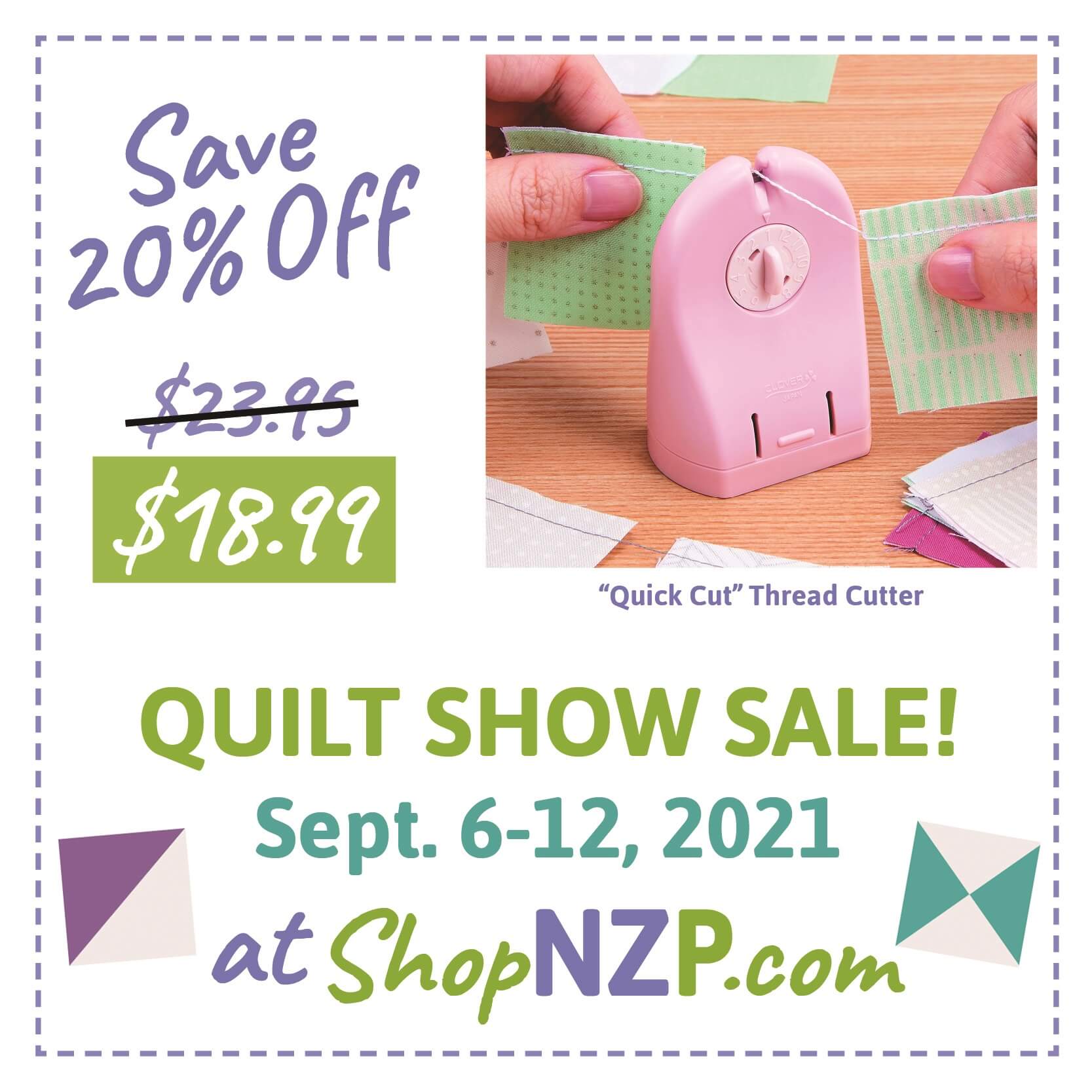 Save 20 percent Off of Clover's Quick Cut Thread Cutter at Nancy Zieman Productions at ShopNZP.com