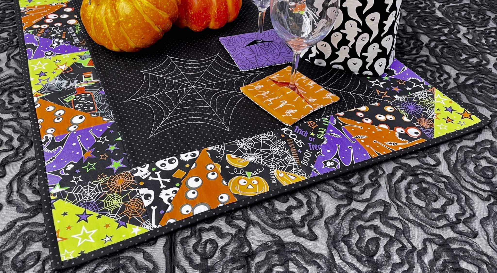 NEW! Sew A Celebration Halloween Half-Square Triangles Table Runner Sewing Tutorial