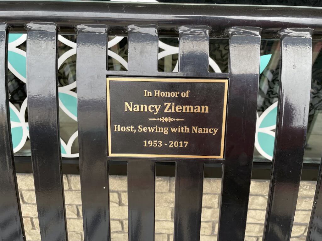 Visit the Nancy Zieman City Bench at the NEW Nancy Zieman Sewing Studio in the fine arts district in Downtown Beaver Dam Wisconsin