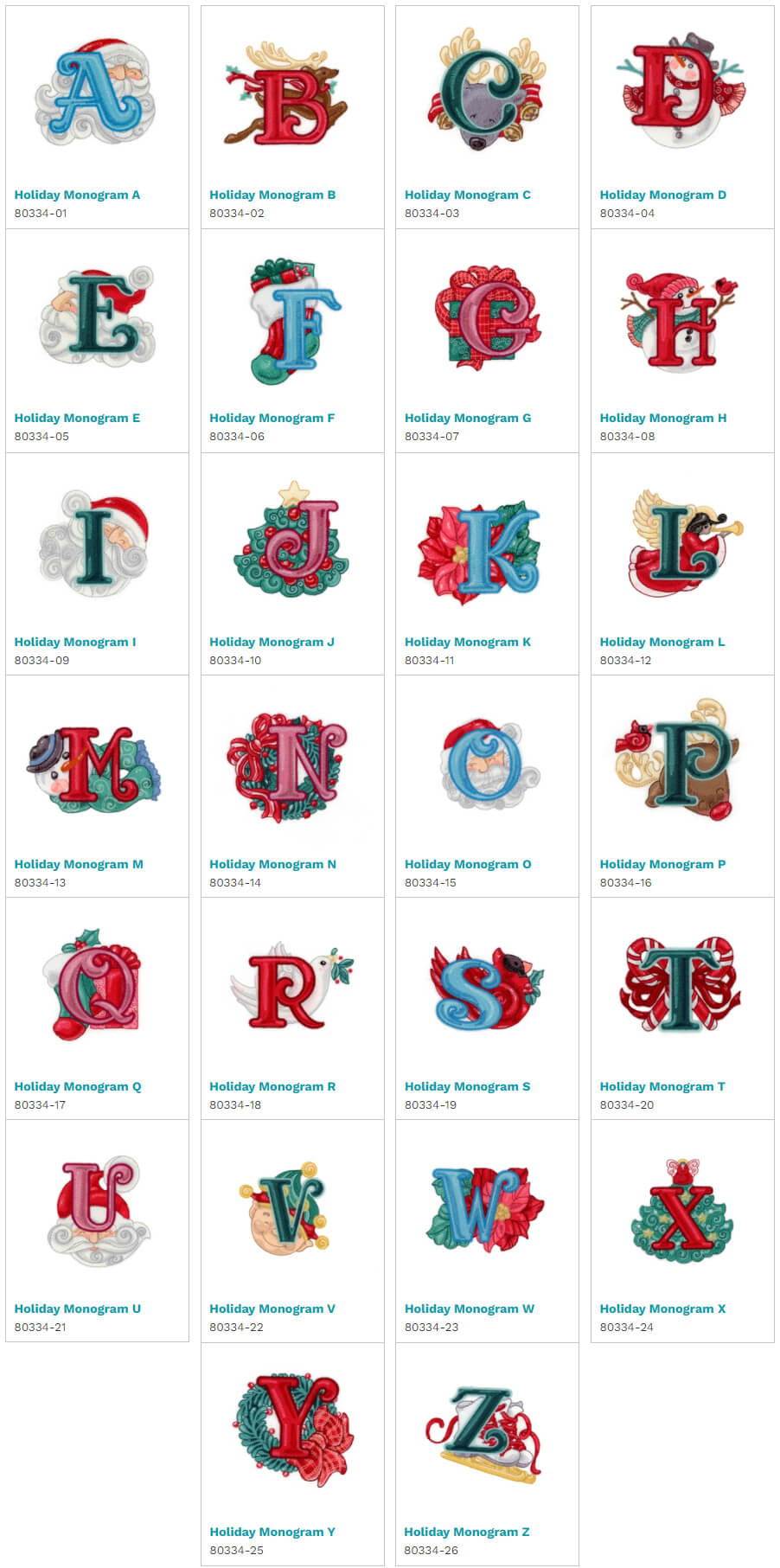 OESD's #80334 Holiday Monograms Embroidery Design Collection available at Nancy Zieman Productions at ShopNZP.com