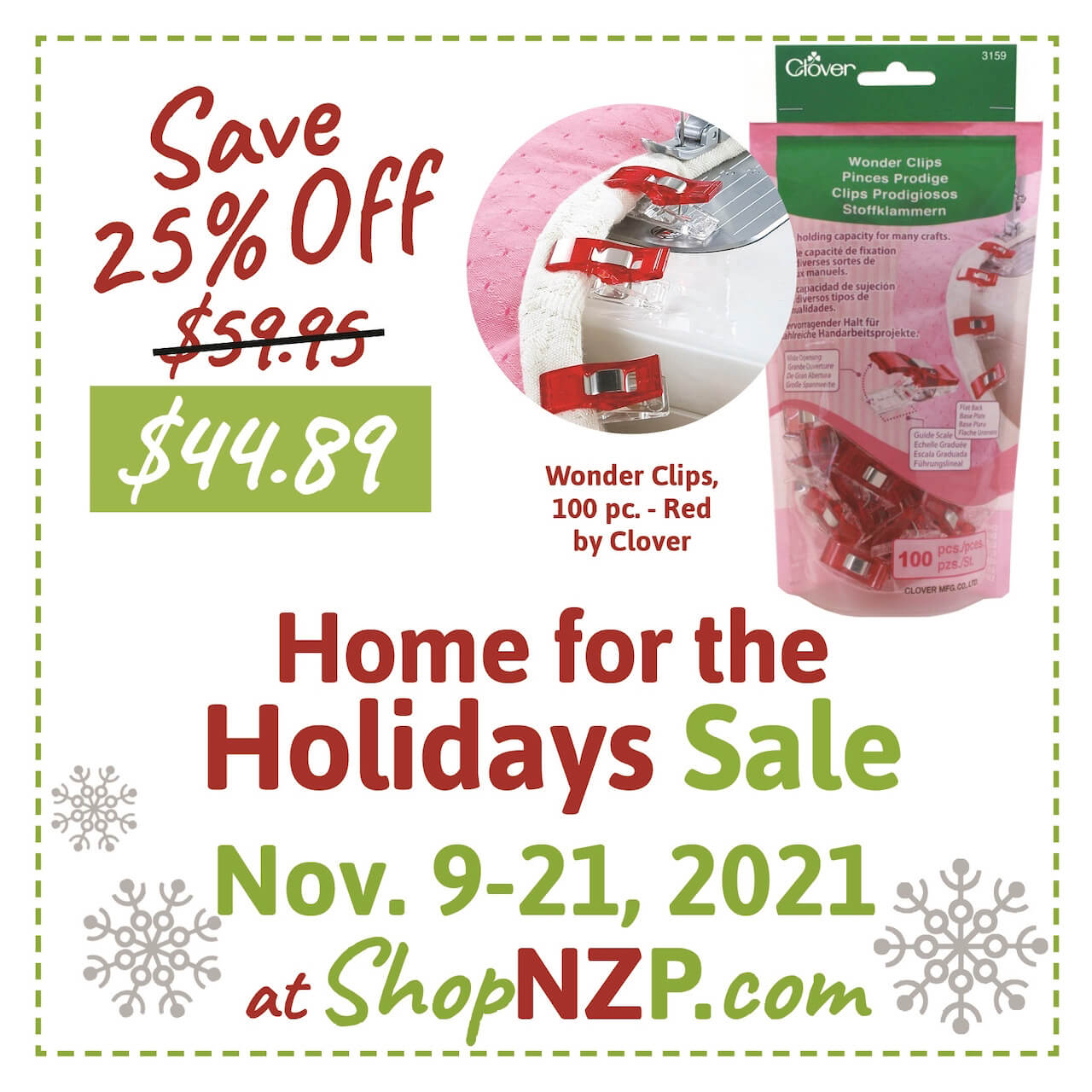 Save 25 Percent Off Clover Wonder Clips at Nancy Zieman Productions at Nancy Zieman Productions at ShopNZP.com