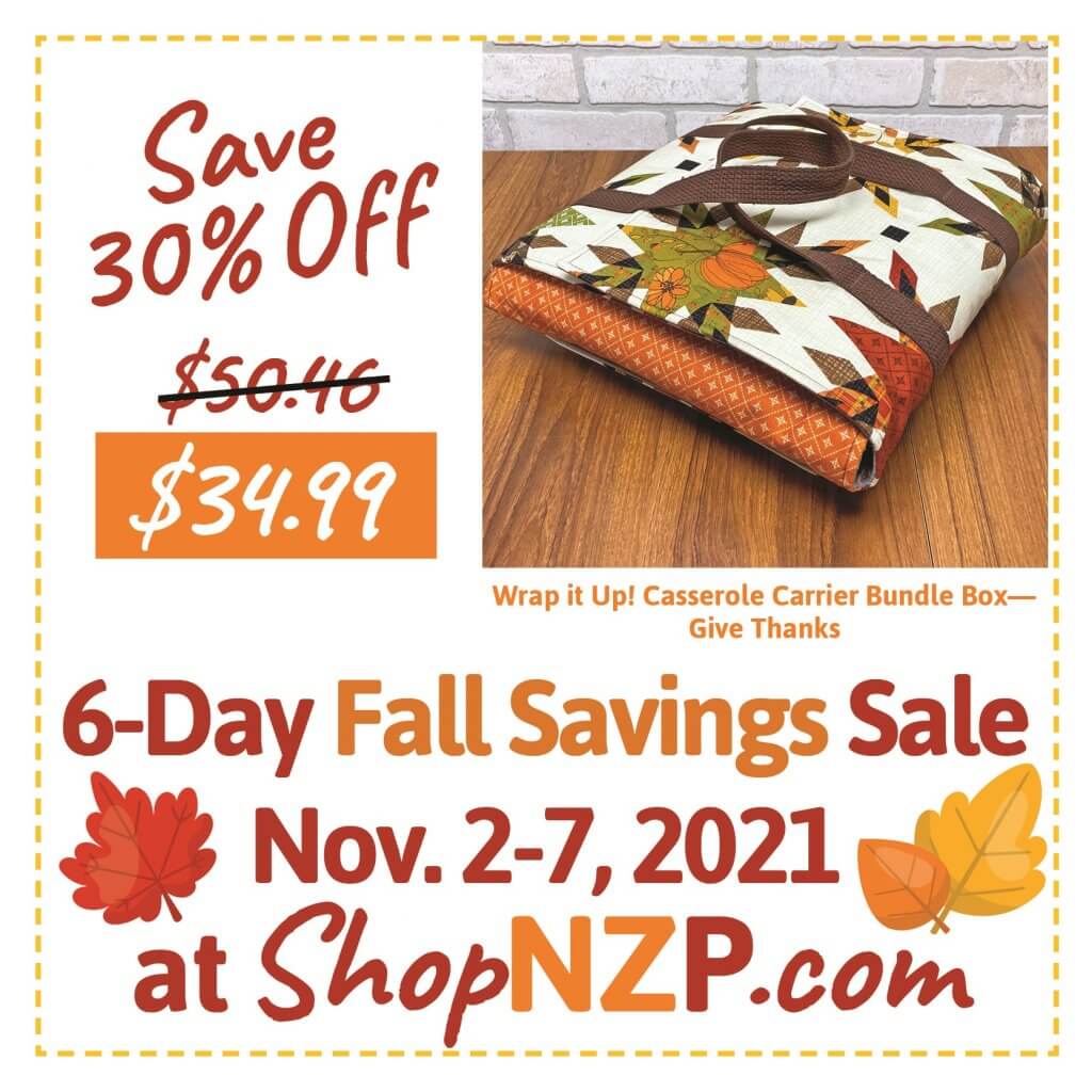 Fall Savings Sale November 2-7, 2021 at Nancy Zieman Productions at ShopNZP.com