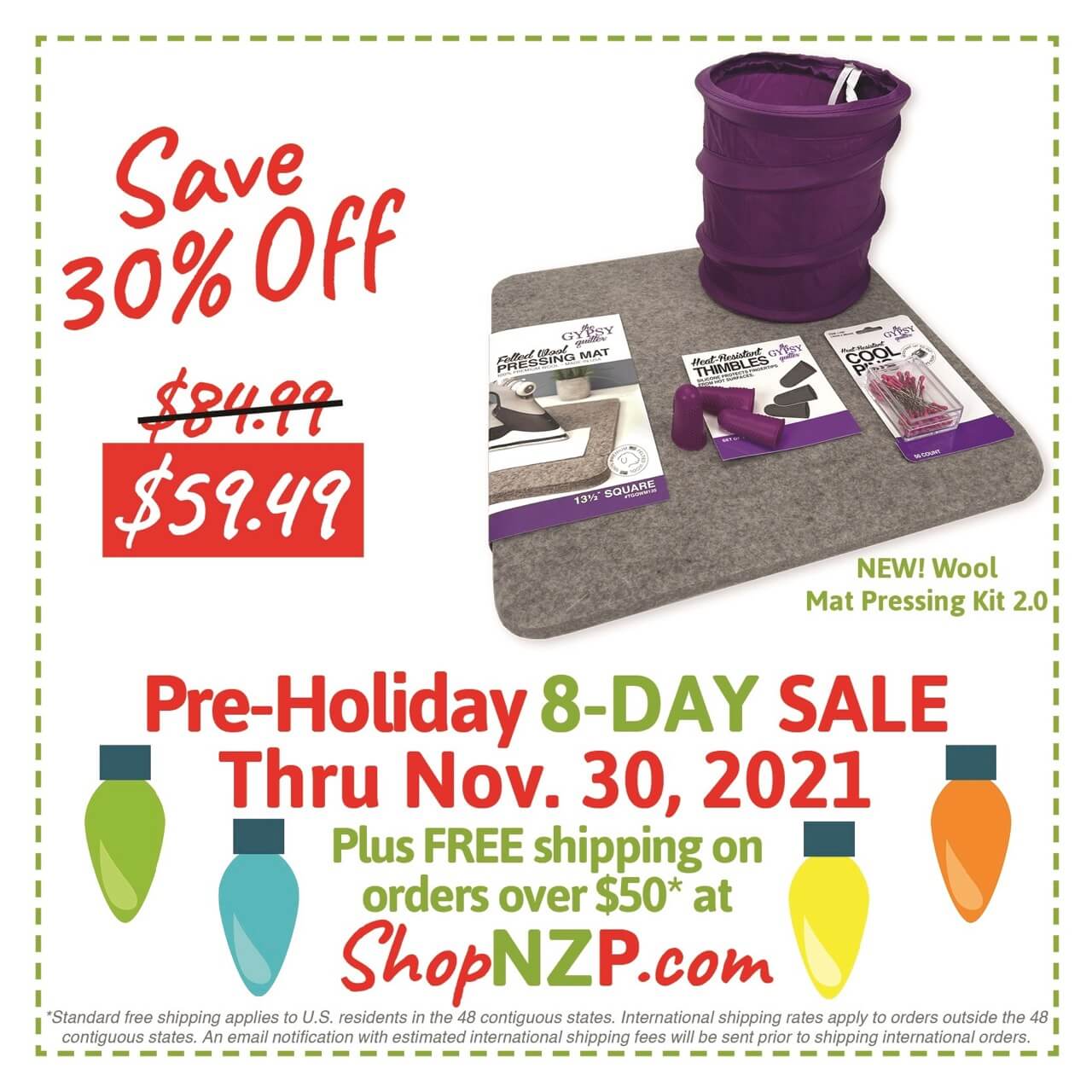 Save 30 Percent Off Wool Mat Pressing Kit 2.0 at Nancy Zieman Productions at ShopNZP.com Sale Nov 23-30, 2021