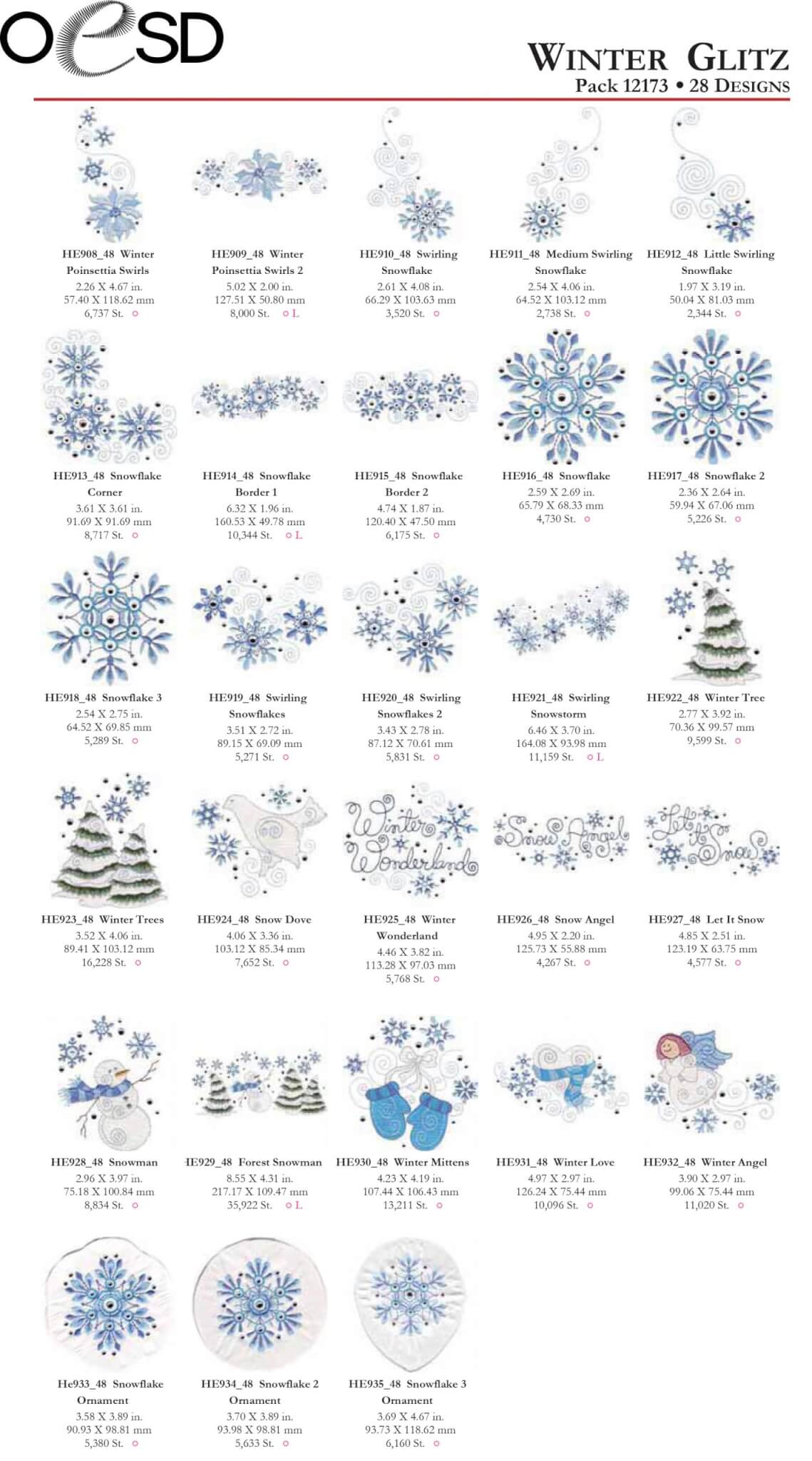 OESD's #12173 Winter Glitz Embroidery Design Collection available at Nancy Zieman Productions at ShopNZP.com