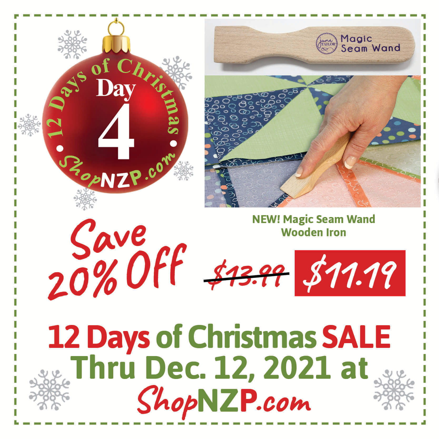 Save 20% Off Magic Seam Wand at Nancy Zieman Productions at ShopNZP.com Sale Dec 1-12, 2021