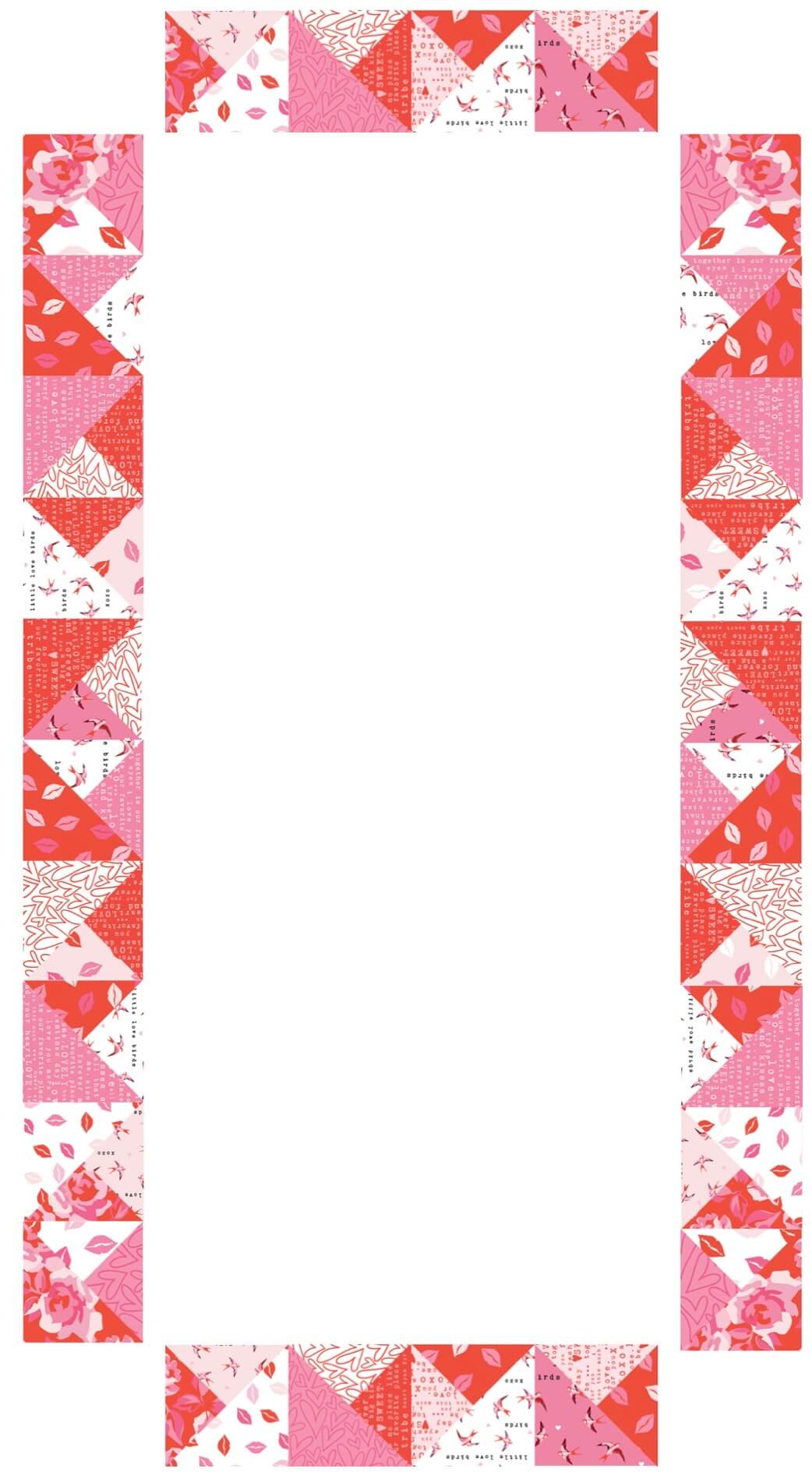 Sew A Celebration: Valentine Love Letters Modified Quarter-Square Table Runner Sewing Pattern