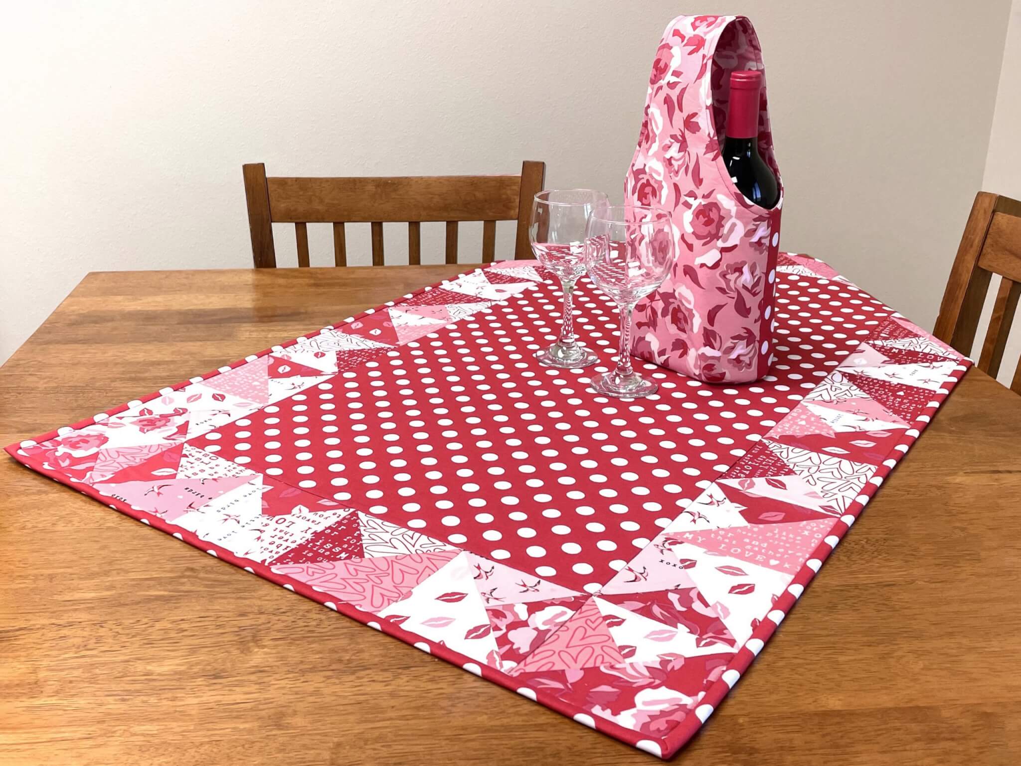 Sew A Celebration: Valentine Love Letters Modified Quarter-Square Table Runner Sewing Tutorial by the Stitch it! Sisters at The Nancy Zieman Blog