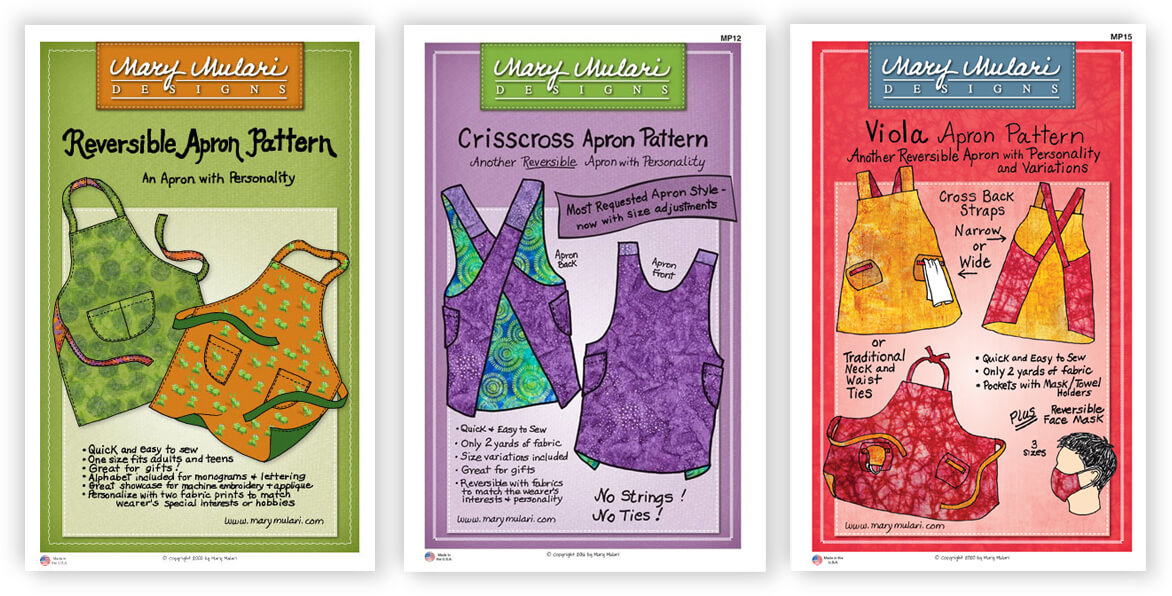 Mary Mulari Apron Patterns available at Nancy Zieman Productions at ShopNZP.com