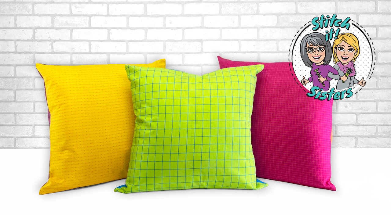 Super-Simple Throw Pillow Sewing Pattern by the Stitch it! Sisters at Nancy Zieman Productions 1000 x 550 SiS