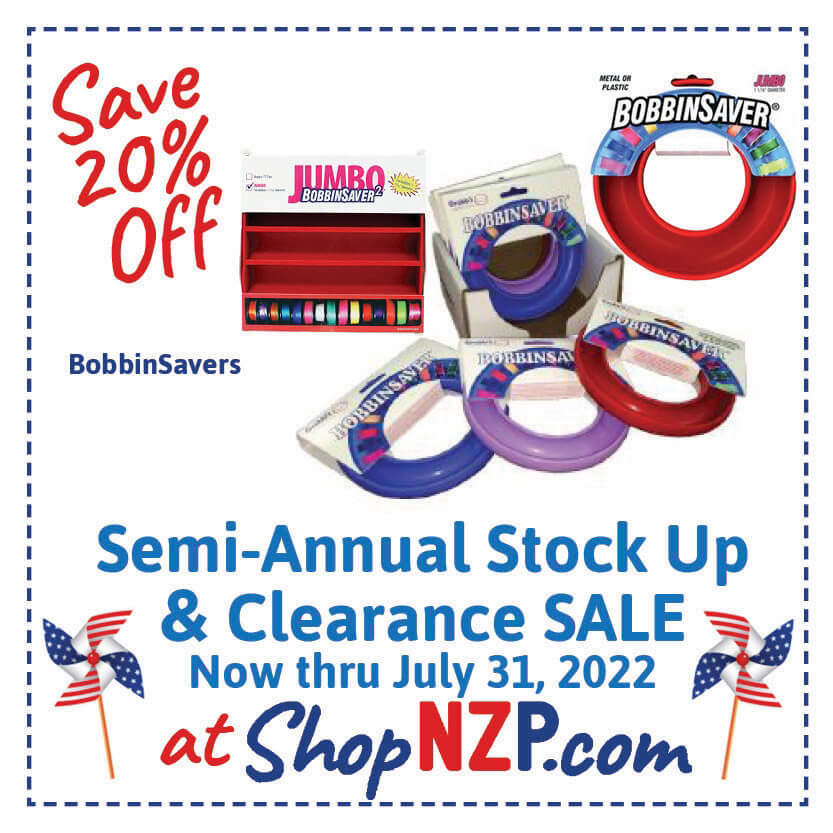 Semi-Annual Stock Up & Clearance SALE at ShopNZP.com Save 20% Off BobbinSavers