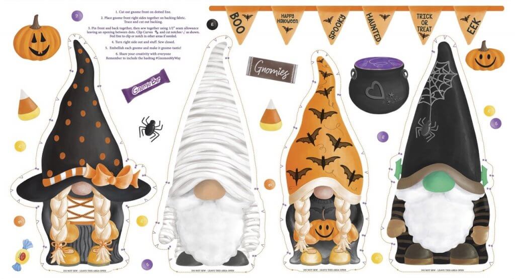 Spooktacular Gnomes Halloween fabrics and fabric panels available from Nancy Zieman Productions on ShopNZP.com