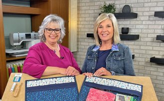 Deanna Springer and guest Jill Repp on the set of Stitch it! Sisters Quilt As You Go Project Bags 1000 x 550
