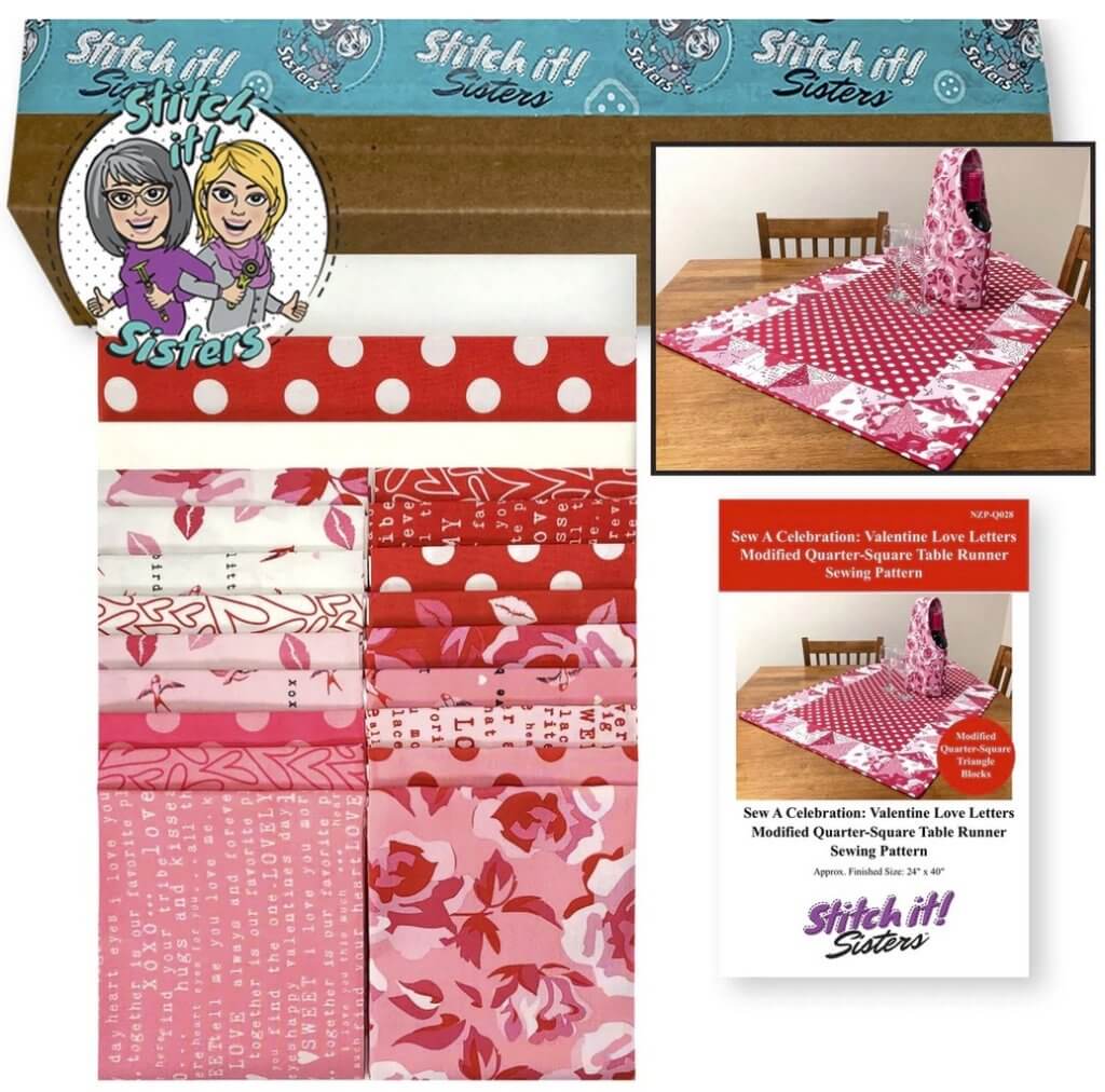 Sew A Celebration: Valentines Modified Quarter-Square Triangles Table Runner Bundle Box