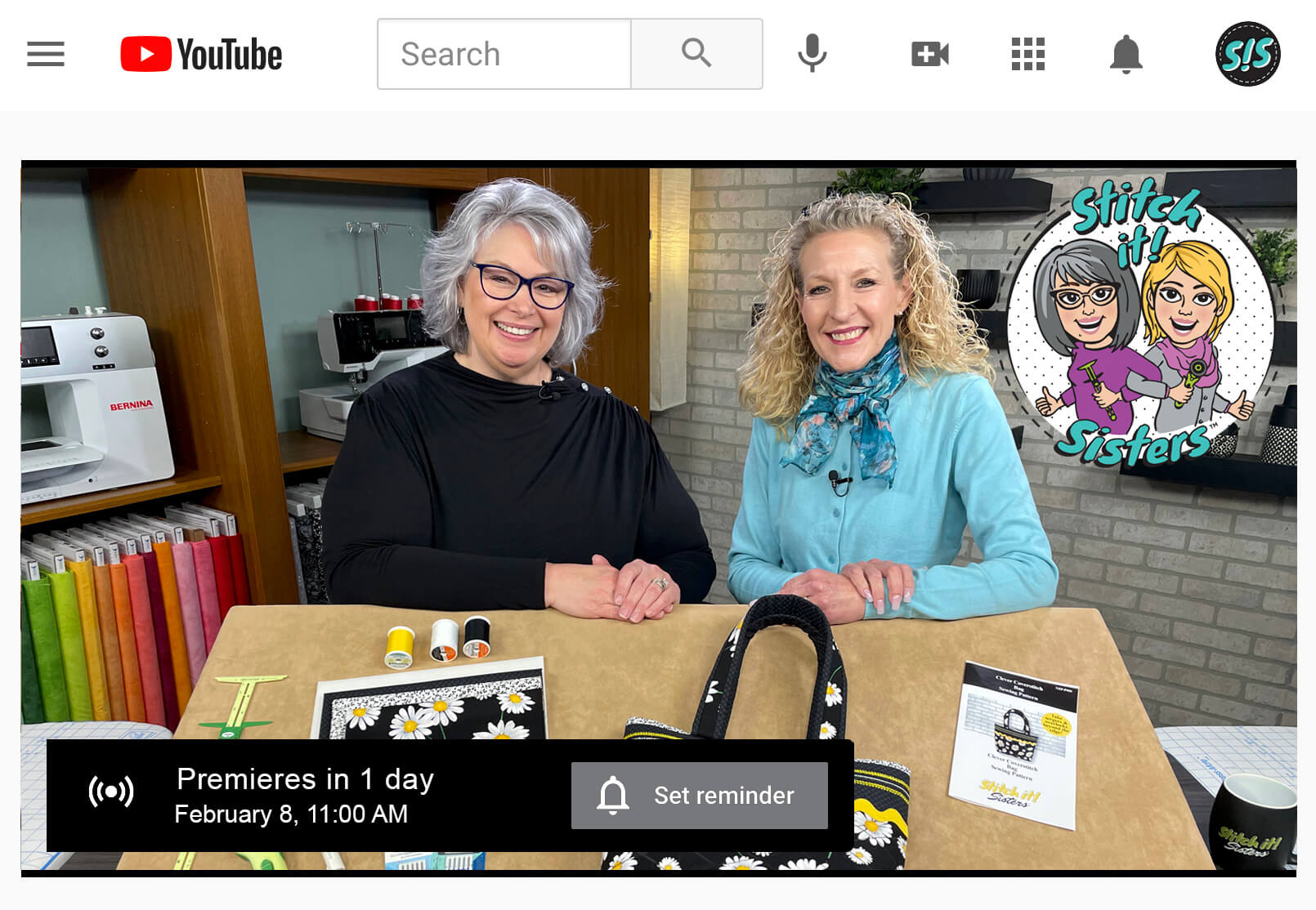 Deanna Springer and guest Pam Mahshie on the set of Stitch it! Sisters Clever Coverstitch Serger Bag Sewing Video