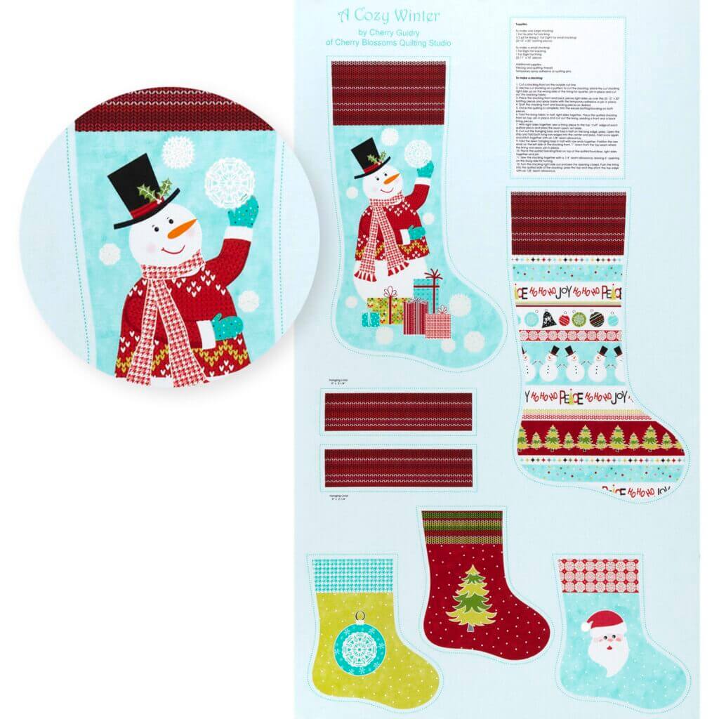13148P83B 02 A Cozy Winter Stockings Fabric Panel
