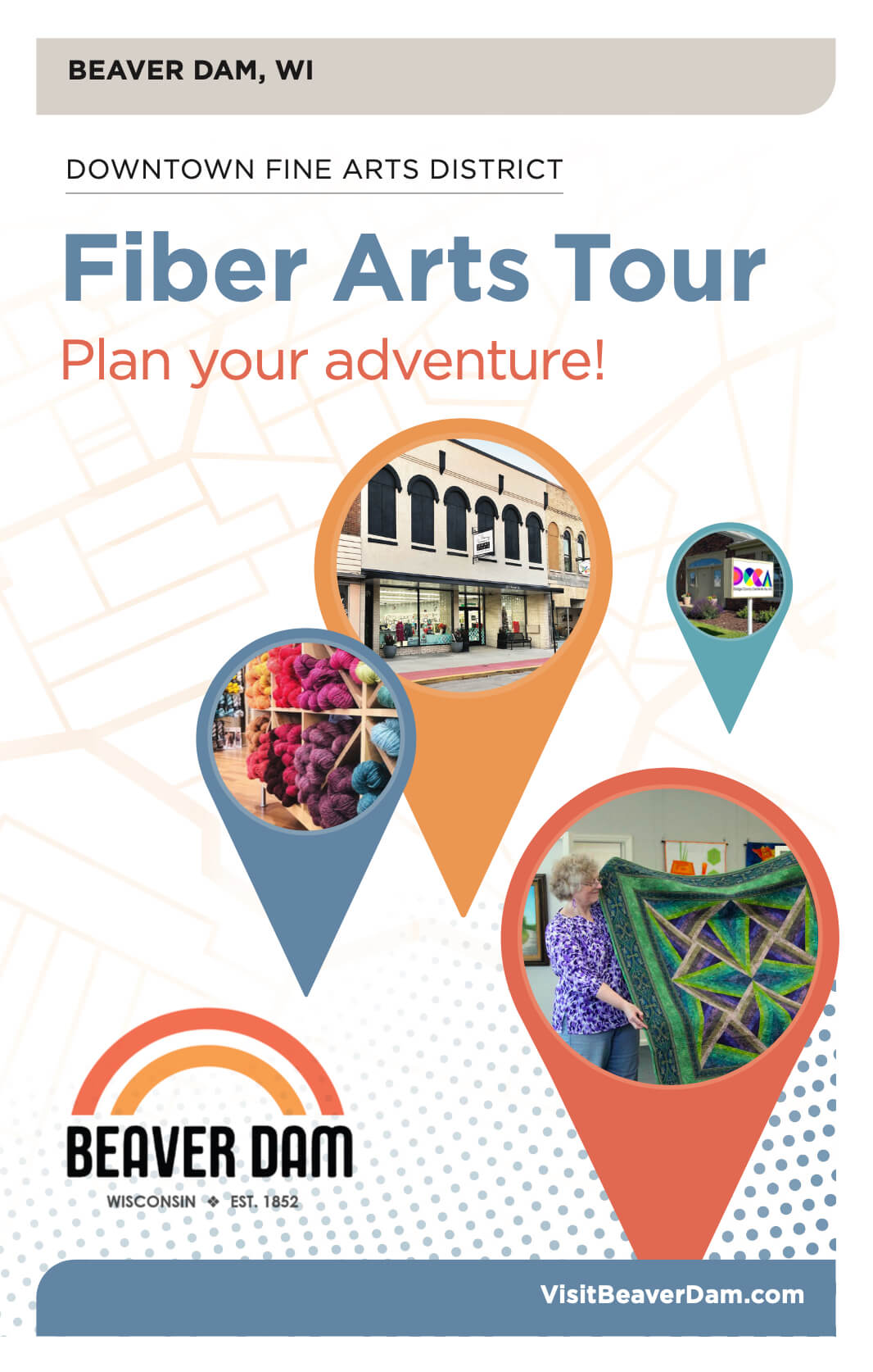 Beaver Dam WI Downtown Fine Arts District Fiber Arts Tour Map