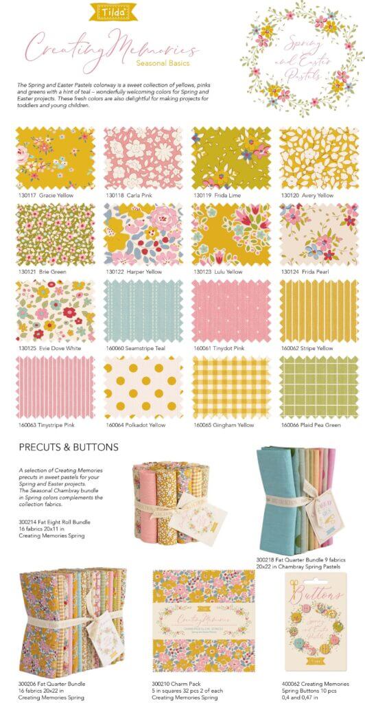 NEW! Tilda Creating Memories Spring Fabric Collection by Tone Finnanger 