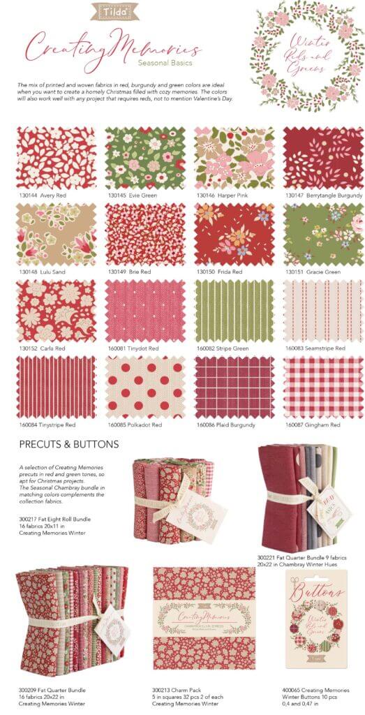 NEW! Tilda Creating Memories Winter Fabric Collection by Tone Finnanger 