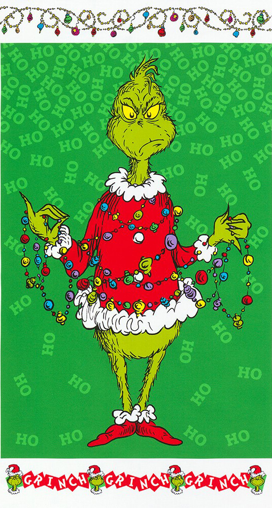 How the Grinch Stole Christmas Ho Ho Ho Fabric Panel at ShopNZP.com from Nancy Zieman Productions