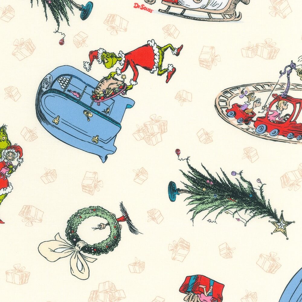 How the Grinch Stole Christmas Shenanigans Fabric by the Yard available at Nancy Zieman Productions at ShopNZP.com
