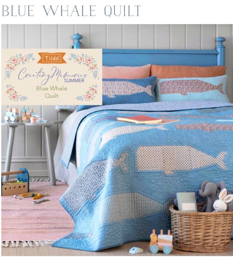Tilda Creating Memories Blue Whale Quilt Free Pattern