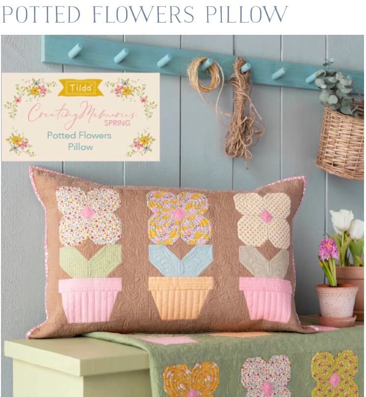 Tilda Creating Memories Potted Flowers Pillow Free Pattern