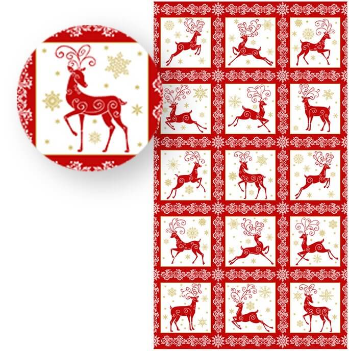 NEW! Deer Festival Red Fabric Panel now available at ShopNZP.com. 