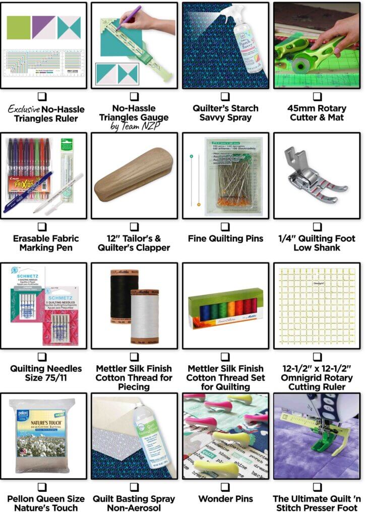 2025 BoM Block of the Month supplies, including the Exclusive No-Hassle Triangles Ruler, are available at The Nancy Zieman Productions at ShopNZP.com