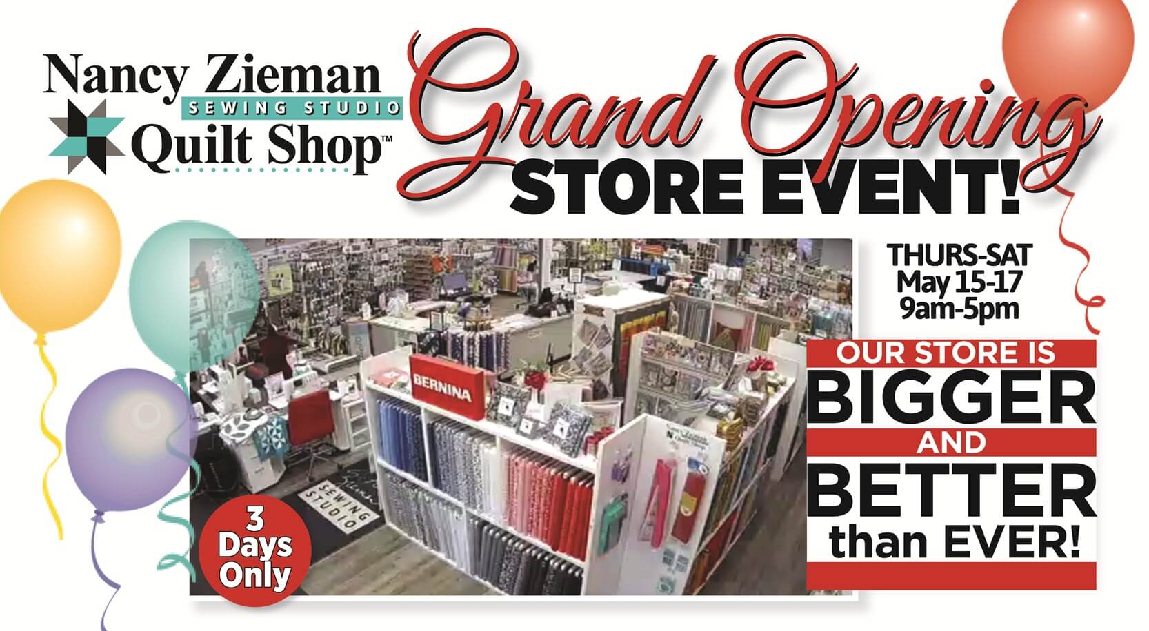 2025 Grand Re-Opening Event at The Nancy Zieman Sewing Studio & Quilt Shop in Downtown Beaver Dam WI