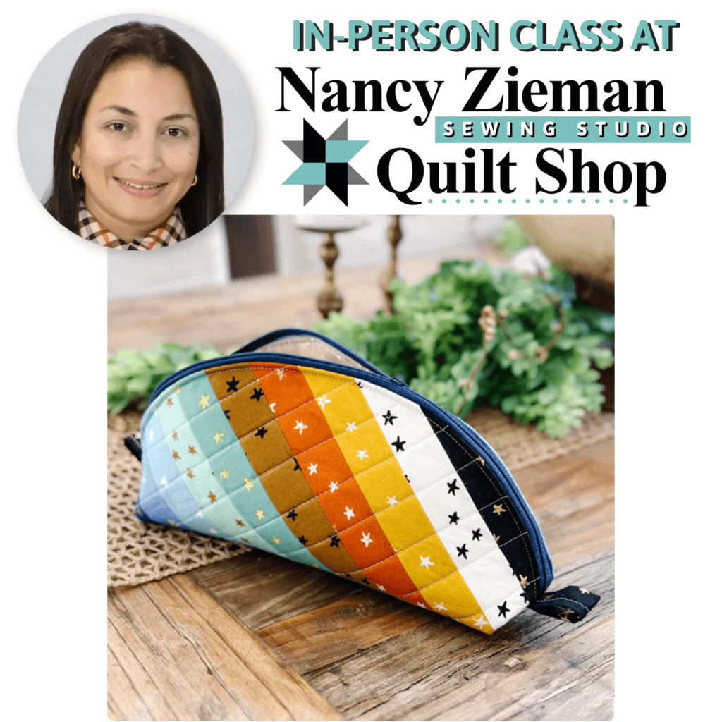NEW! Bi-Lingual Taco Pouch Sewing Class with Lina Owen Presented by The Nancy Zieman Sewing Studio & Quilt Shop and The Beaver Dam Area Chamber and Visitors Center.