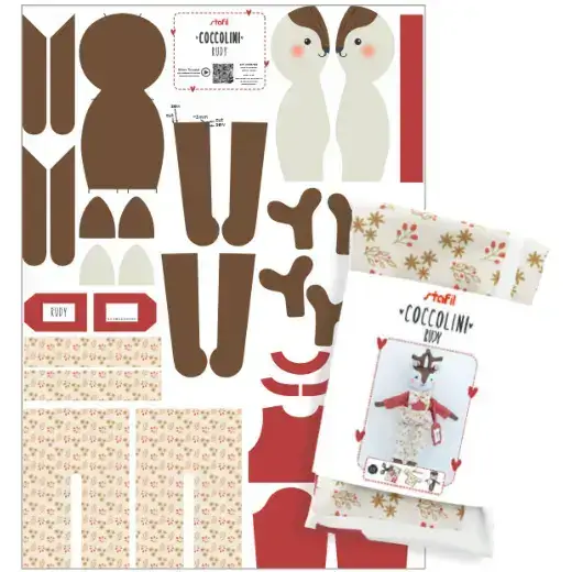 Coccolini DIY Animal Doll Fabric Panel Rudy 673a9e414acf7