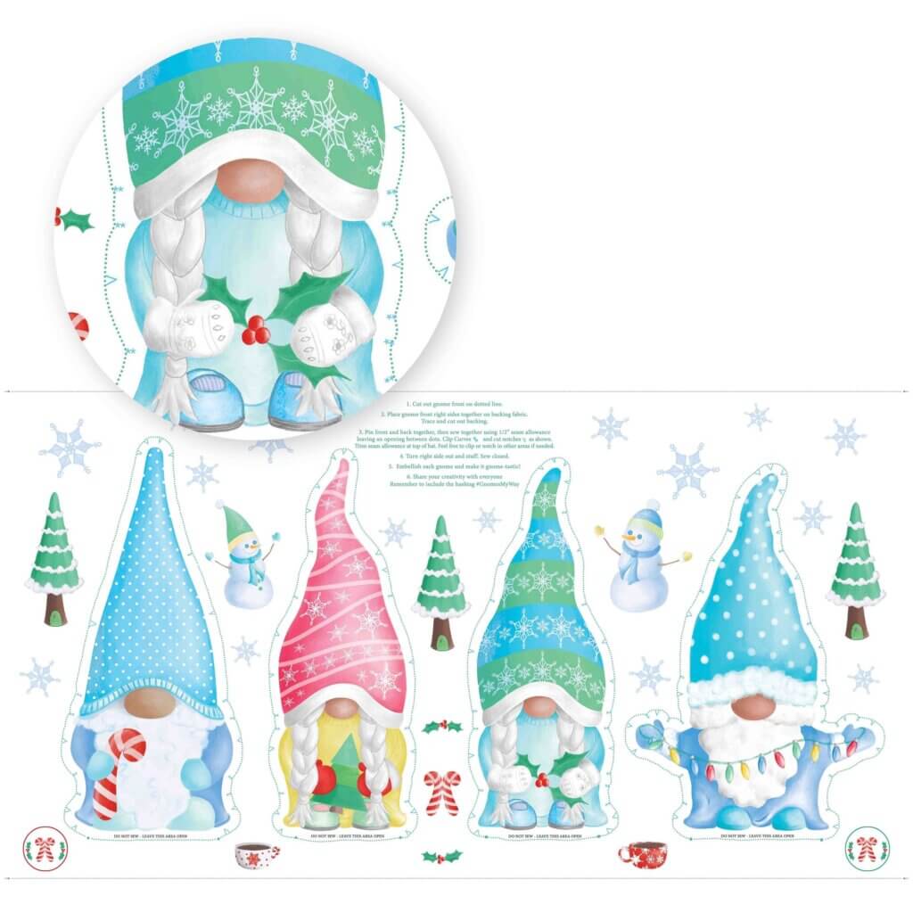 Gnome Wonderland Winter Gnome Doll Fabric Panel at Nancy Zieman Productions at ShopNZP.com