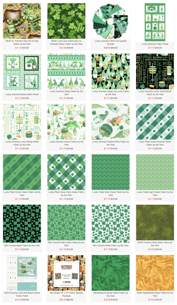 St Patricks Day Fabrics at Nancy Zieman Productions at ShopNZP.com