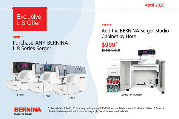 Serger Sewing Machine Sale at The Nancy Zieman Sewing Studio And Quilt Shop in Downtown Beaver Dam WI now thru April 30, 2026